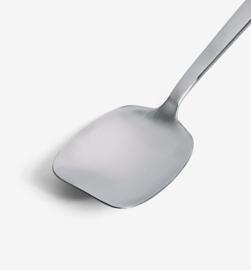 Stainless steel flat spatula with wide square head and long handle