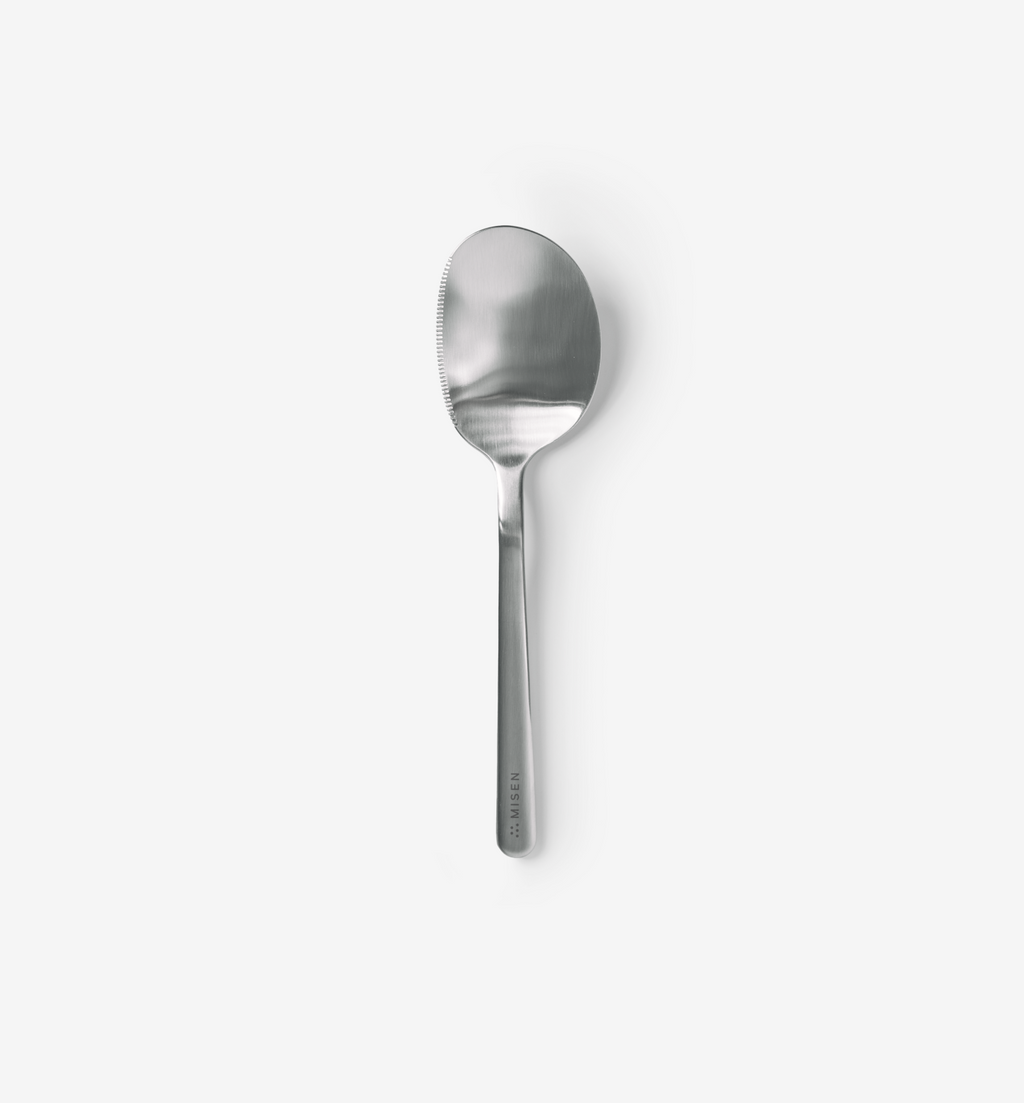 Misen stainless steel spoon with serrated edge and brushed finish
